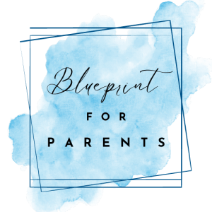 Blueprint for Parents Logo Black on Blue Blueprint for Parents Logo Black on Blue